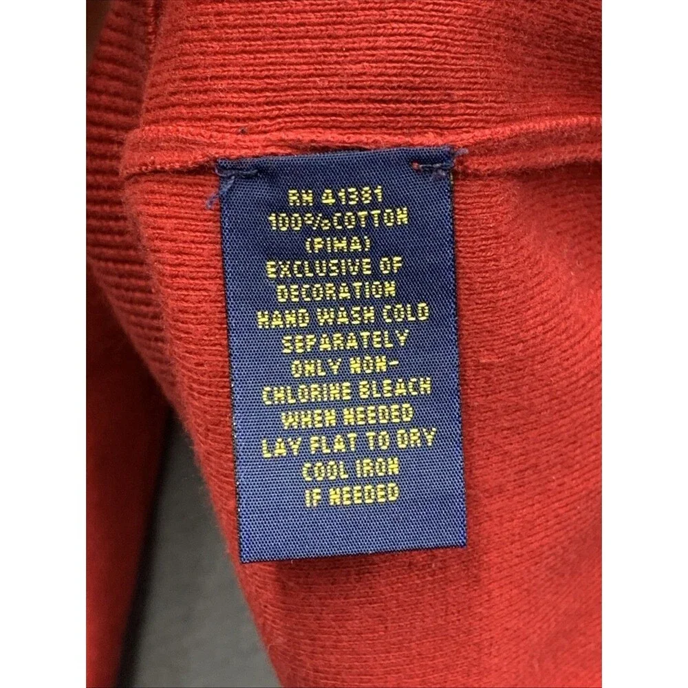 Polo Ralph lauren Mens Pullover V-Neck Sweaters Pima Cotton Preppy Red Large